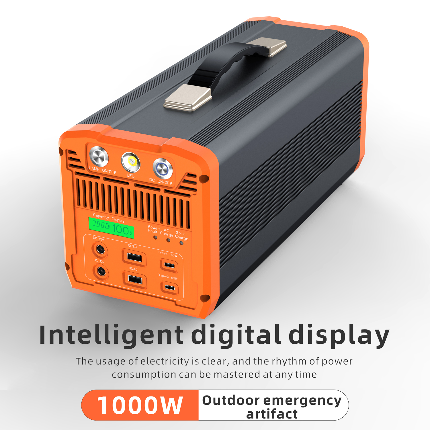 Onde sinusoïdale pure 1000W Max 1030W AC avec centrale électrique portable à intégration d'onduleur UPS
